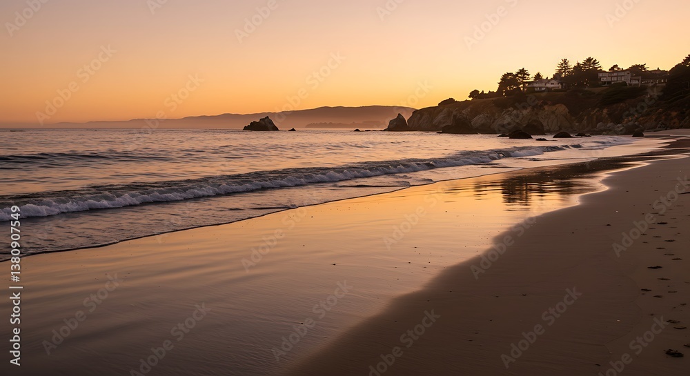 Golden Hour Shoreline AI Generated Golden Hour Shoreline AI Generated