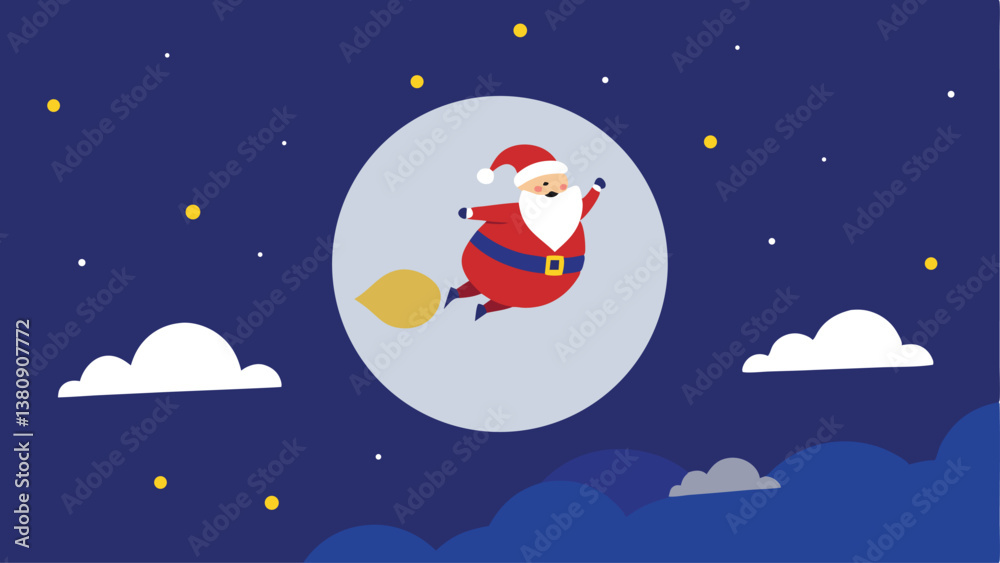 santa claus and moon