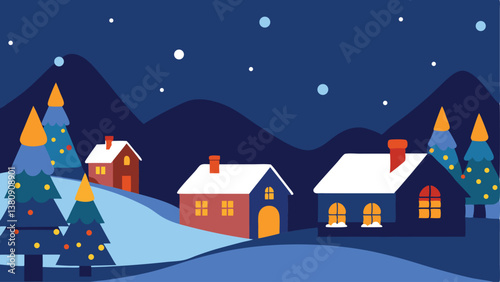 winter landscape with houses