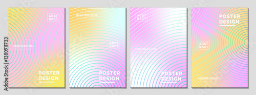Abstract holographic Wavy Line art poster background design in various color combinations for Cover, banner, flyer, Ads, Social Media etc