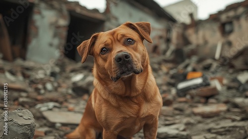 Devoted search dog navigating quake aftermath, detailed scenes, dramatic lighting, in cinematic 8K photo