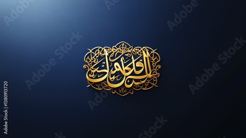 Elegant golden arabic calligraphy artwork on navy background for ramadan celebration