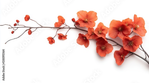 An elegant composition of red blossoms gracefully arranged, capturing the beauty of nature and artistic design, ideal for decorative art showcasing feminine grace and charm.
