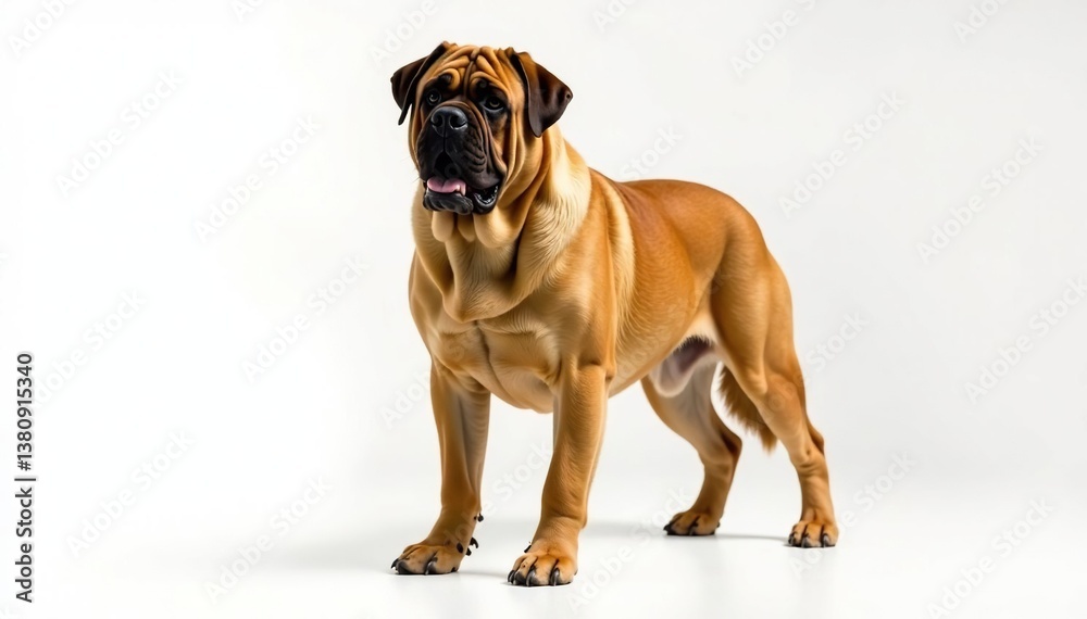 Majestic mastiff, powerful stance, white background, majestic, canine photography, white background Majestic mastiff, powerful stance, white background, majestic, canine photography, white background