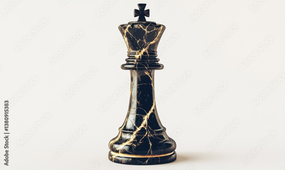 Black marble chess king on white background, strategy concept Black marble chess king on white background, strategy concept