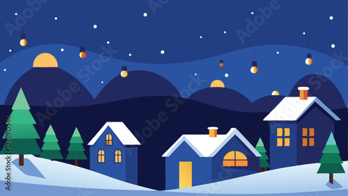 winter landscape with houses