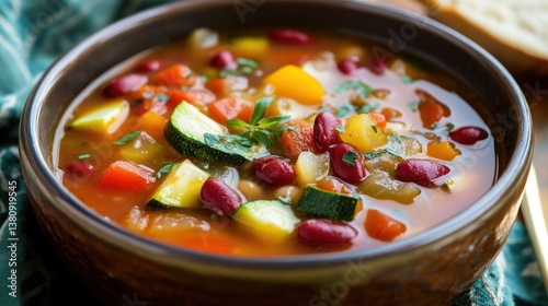 Obraz na płótnie A Delicious Bowl of Hearty Vegetable Soup Ready to Savor and Enjoy Anytime w salonie