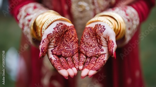 Obraz na płótnie Elegant henna body art adorning hands at a traditional Middle Eastern wedding w salonie