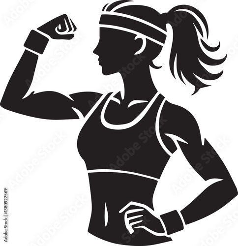 Bodybuilder woman silhouette vector, Bodybuilder logo, Bodybuilder vector illustration