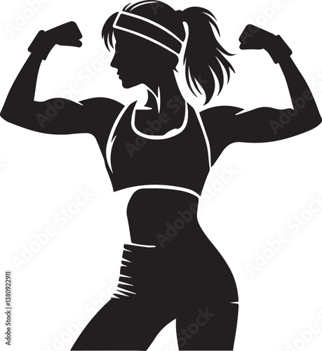 Bodybuilder woman silhouette vector, Bodybuilder logo, Bodybuilder vector illustration
