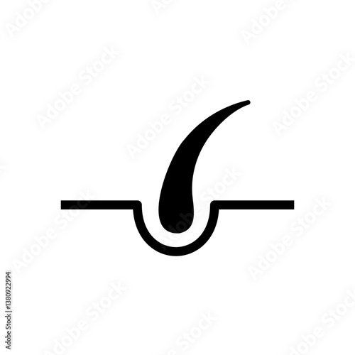 Hair Follicle Symbol Vector Illustration. Vector illustration of a single hair follicle symbol in a minimalistic style, representing hair growth and scalp health. Simple and clear design for education