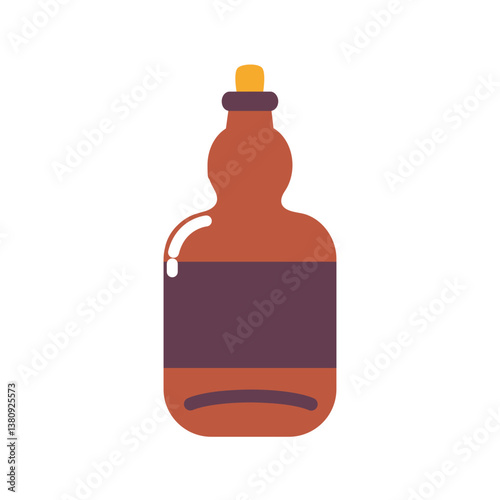 Illustration of a classic flintlock rum whiskey bottle, featuring detailed design elements