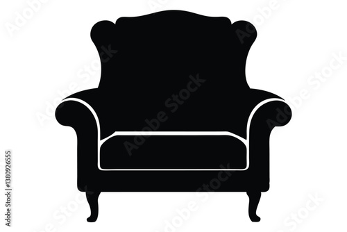 black armchair isolated on white