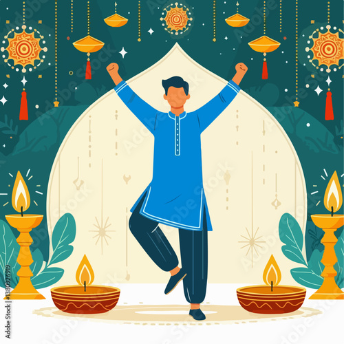 Man celebrating Diwali