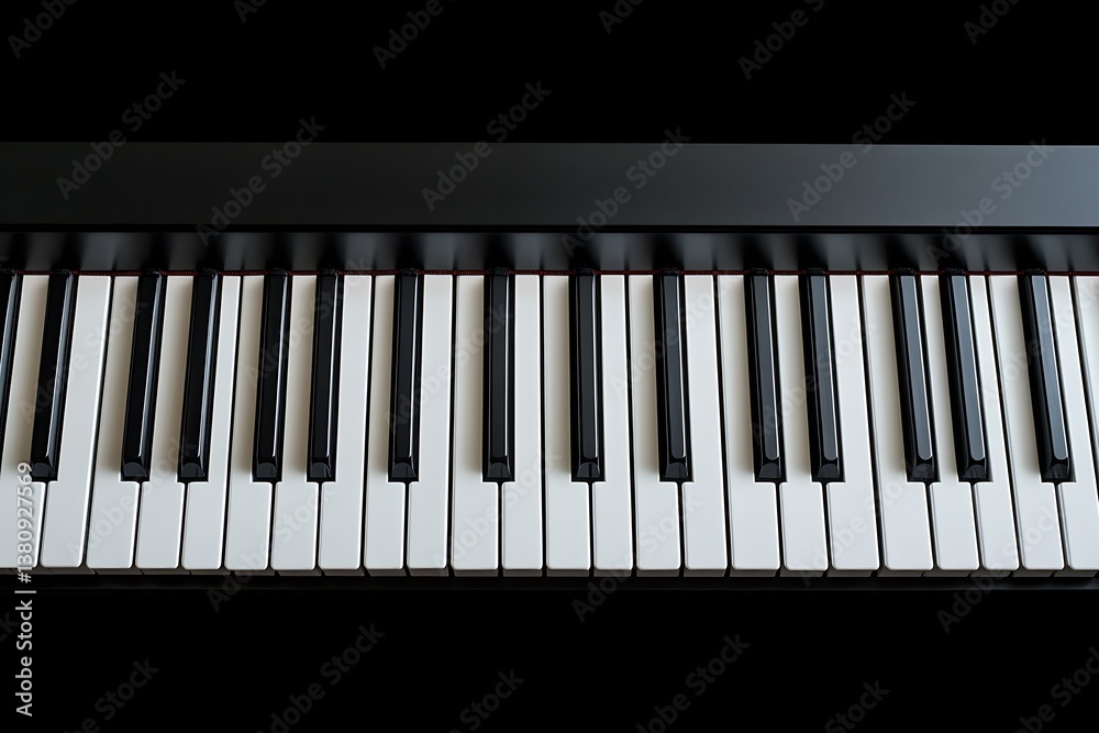 Classic Piano Keyboard with White and Black Keys on Transparent Background Classic Piano Keyboard with White and Black Keys on Transparent Background