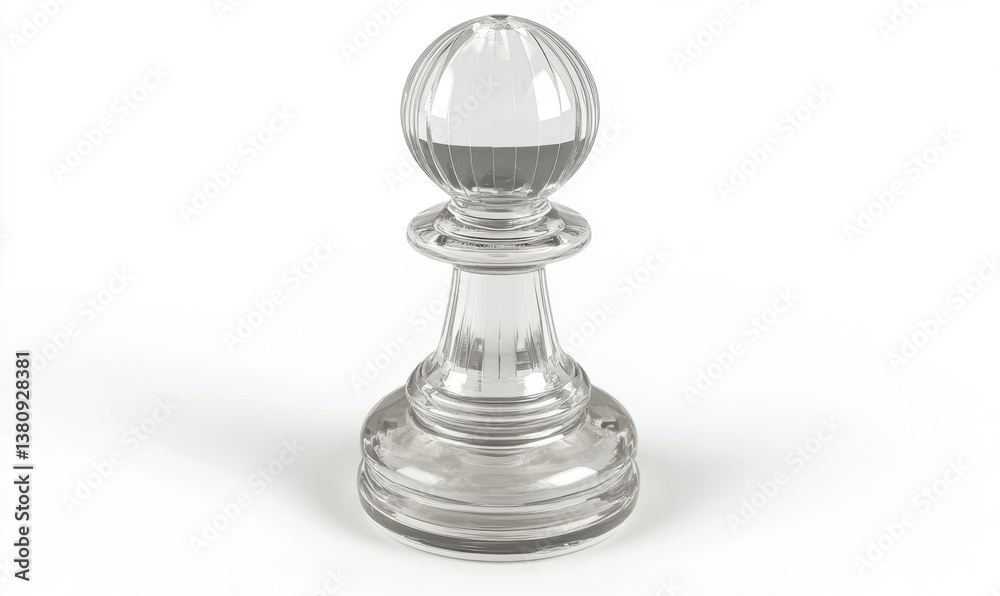 Glass pawn chess piece on white background for game concepts Glass pawn chess piece on white background for game concepts