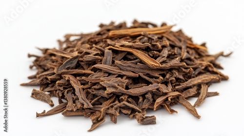 Obraz na płótnie Pile of Agarwood Chips on White Surface, Precious and Aromatic Incense Material w salonie