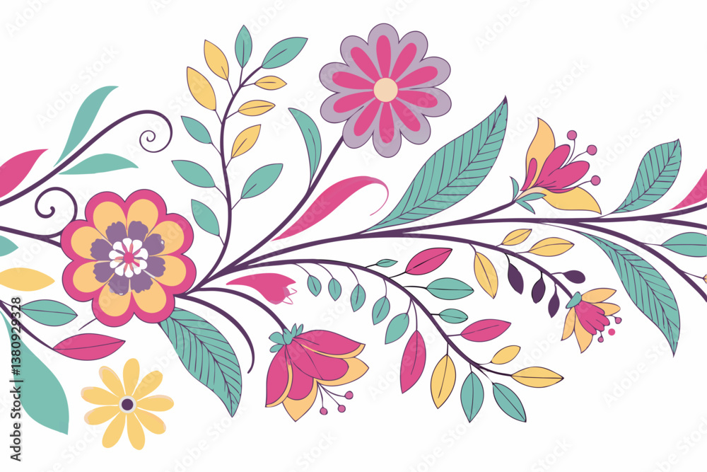 Fototapeta premium Botanical illustration. Botanical. Colorful. Simple. Line drawing.