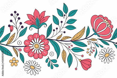 Botanical illustration. Botanical. Colorful. Simple. Line drawing.