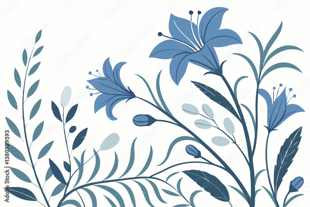 Fototapeta premium Botanical illustration. Botanical. Colorful. Simple. Line drawing.