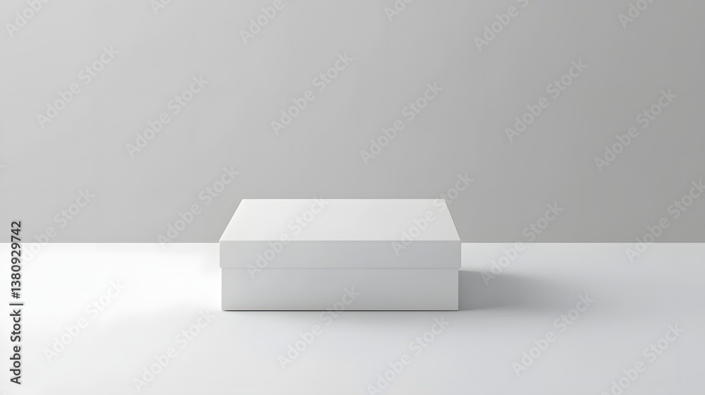 there is a white box sitting on a table with a gray background there is a white box sitting on a table with a gray background