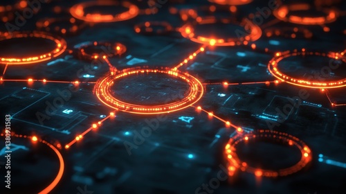 Risk management framework displayed as glowing interconnected nodes