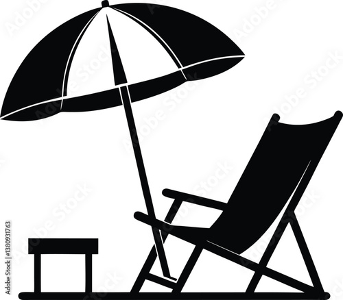 Beach Chair Silhouette Vector & Icon, Chair Vector