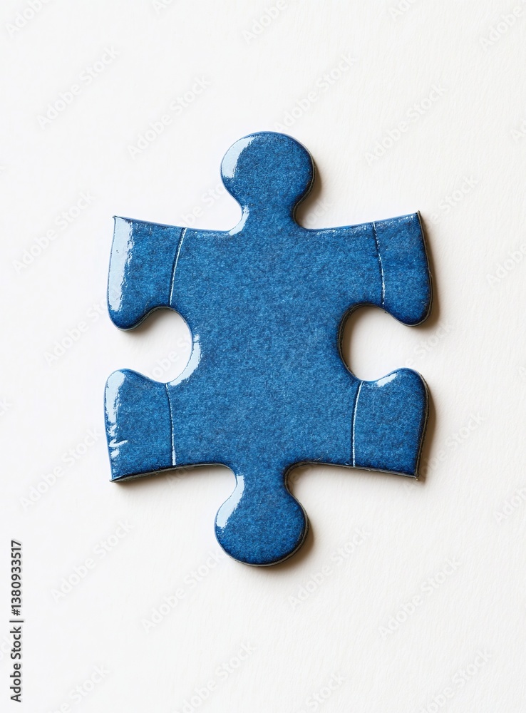 Obraz premium Blue puzzle piece on white background, problem solving concept