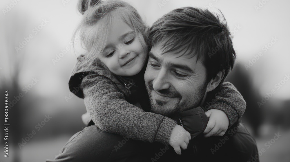 Affectionate moment captured: A father's piggyback ride brings joy to his daughter