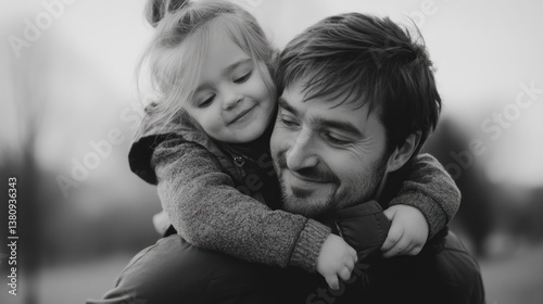 Obraz na płótnie Affectionate moment captured: A father's piggyback ride brings joy to his daughter w salonie