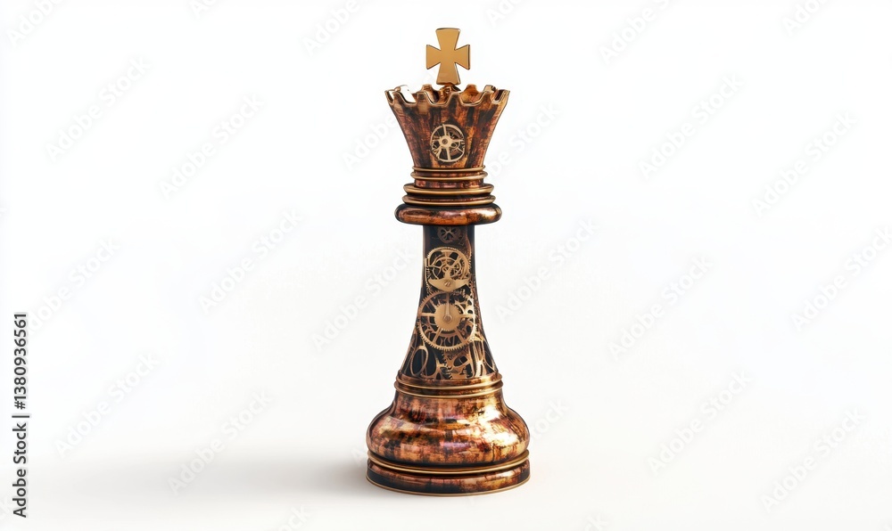 Ornate queen chess piece on white for strategy, power Ornate queen chess piece on white for strategy, power
