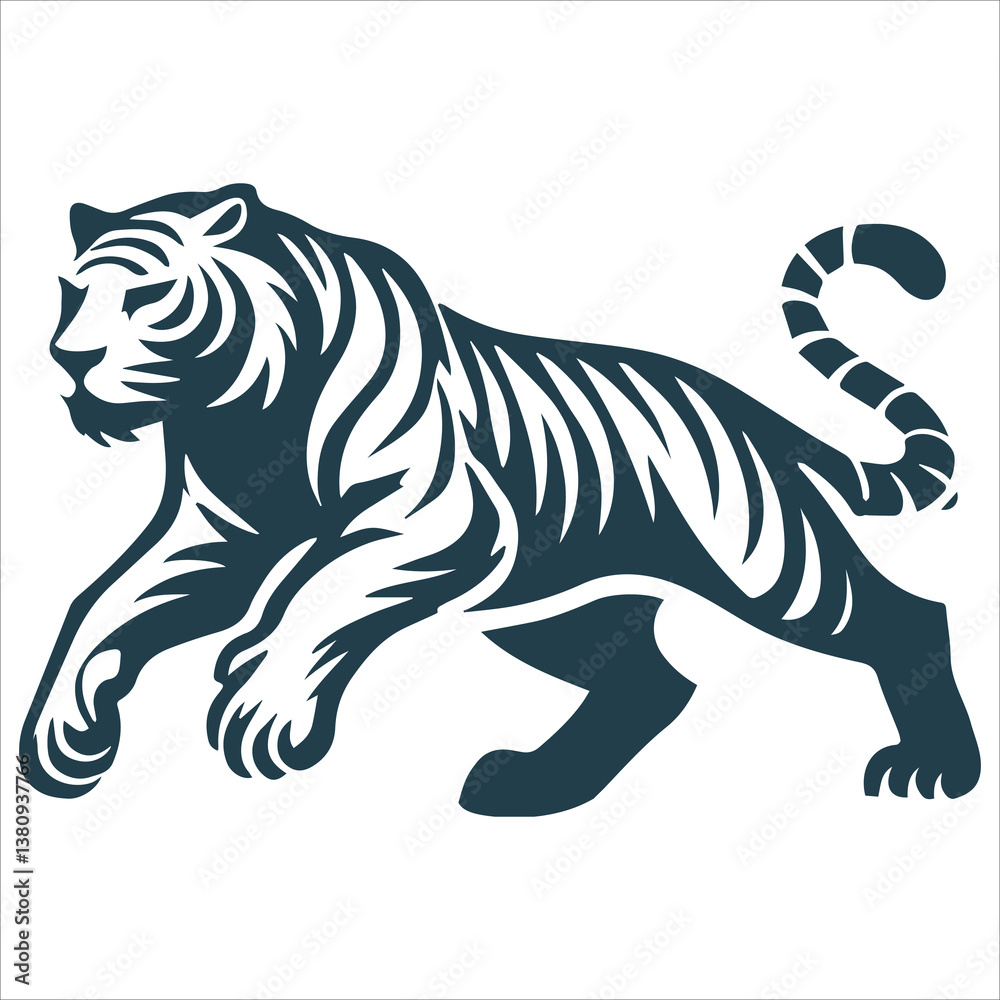 tiger silhouette vector, design elements of tiger vector illustrations, design elements of tiger vector illustrations