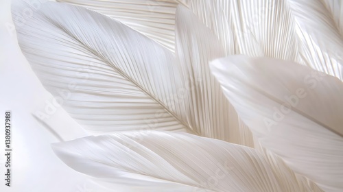 Serene White Leaves: A Minimalist Botanical Study