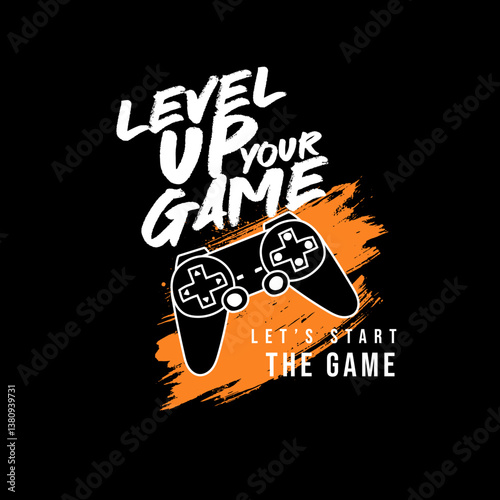 Level Up Your Game joypad typography print graphic tee