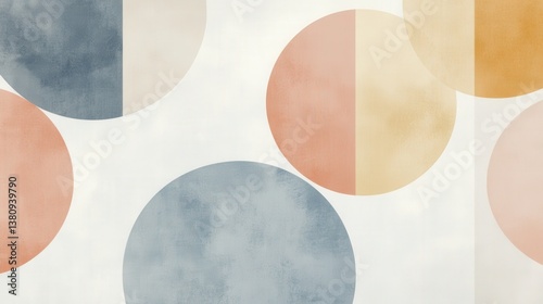 Wallpaper Mural Simple geometric shapes in muted tones over a clean white background, minimalist style Torontodigital.ca
