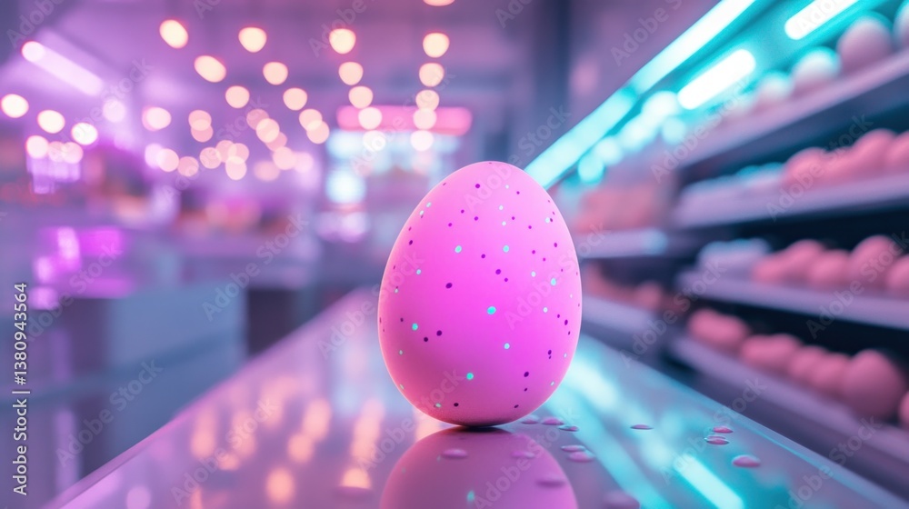 Decorated Egg in Store Aisle with Bright Lighting Design