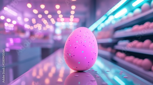 Obraz na płótnie Decorated Egg in Store Aisle with Bright Lighting Design w salonie