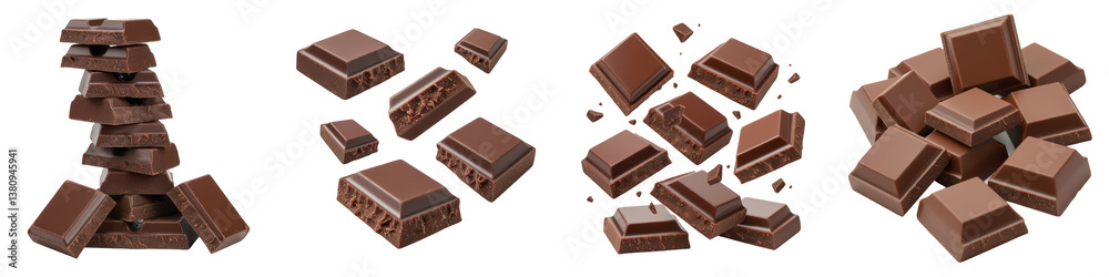 Arrangements of rich dark chocolate squares. Arrangements of rich dark chocolate squares.
