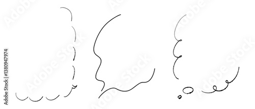 シンプルな線の手書きの吹き出しセット ベクター