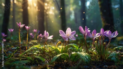 Beautiful firefly in the night at nature forest. Spring banner, spring update concept