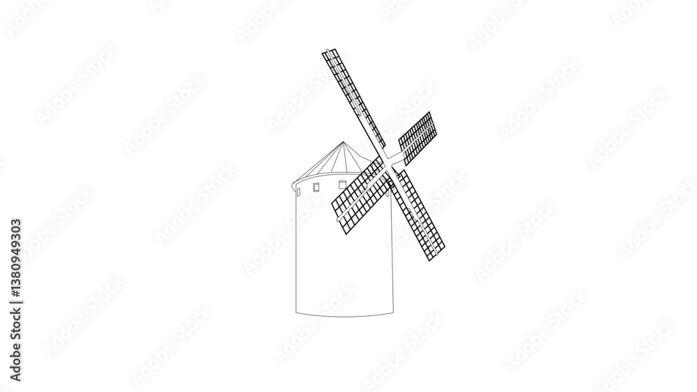 Illustration of a single Windmill Illustration of a single Windmill