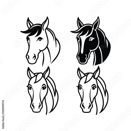 Horse head vector illustration with a beautiful mane