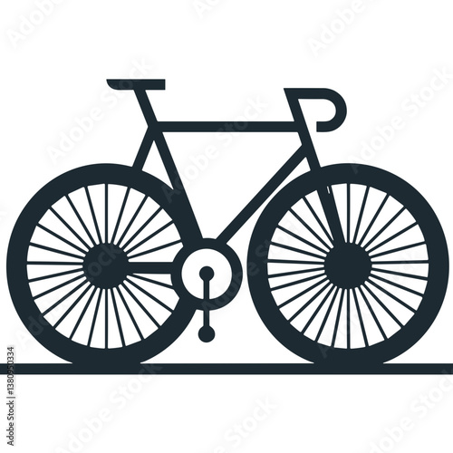 Minimalistic black bicycle illustration showcasing a sleek design on a white background