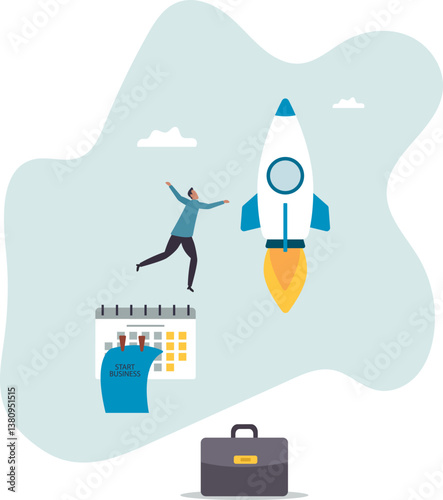 Start new business, quit full time job, startup launch company or product, begin innovative project,character for design.