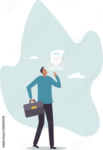 Job offer or job opportunity to be promoted or new position for higher salary, employment and recruitment, human resources .character for design.