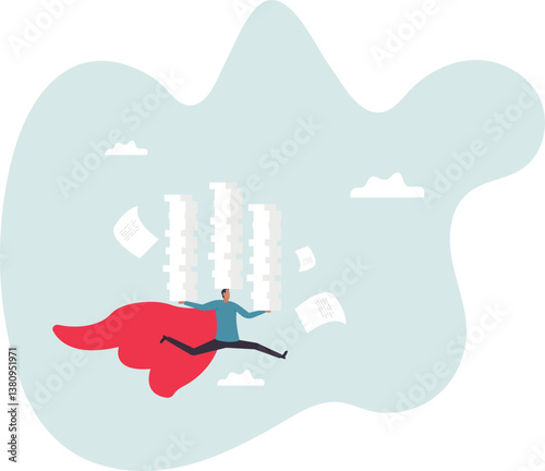 Handle busy work, manage workload or complete multitasks within deadline, organize paperwork or documents,character for design.