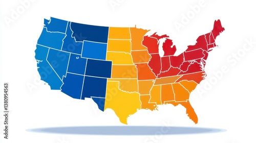 Abstract Color Coded Vector Map of the United States