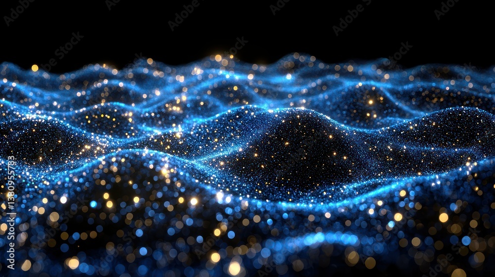 Abstract Blue and Gold Glitter Wave Abstract Blue and Gold Glitter Wave