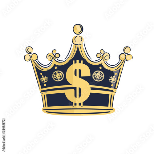 Gold Crown with Dollar Sign Illustration