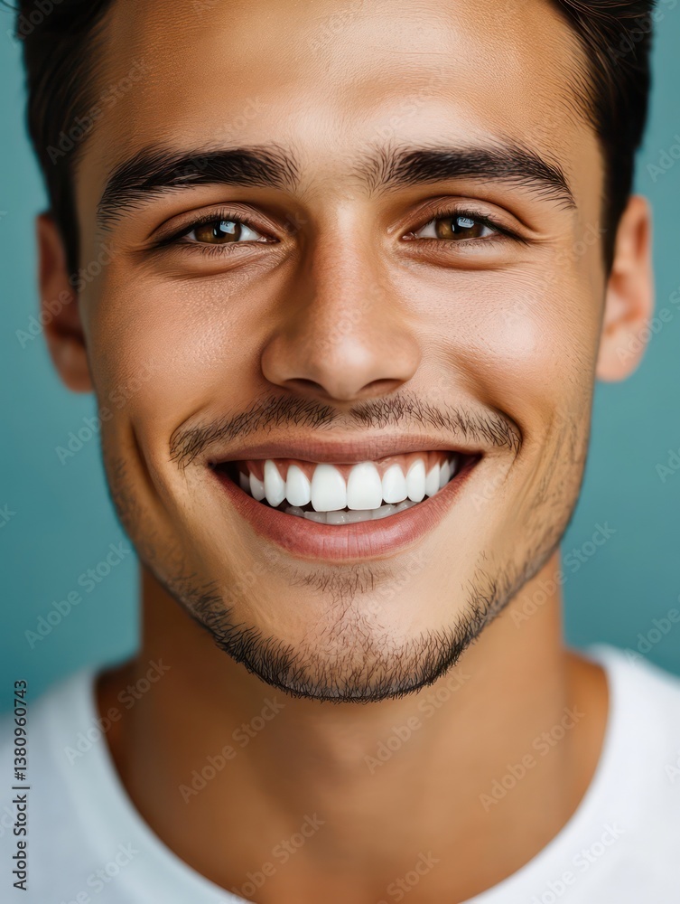 a close-up of a man smiling and showing teeth on blue studio background showcasing dental health a close-up of a man smiling and showing teeth on blue studio background showcasing dental health